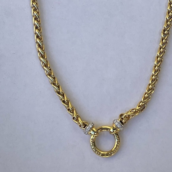 David Yurman 18k Yellow Gold 17” 4mm Wheat Chain Diamond Donut Necklace - Picture 7 of 15
